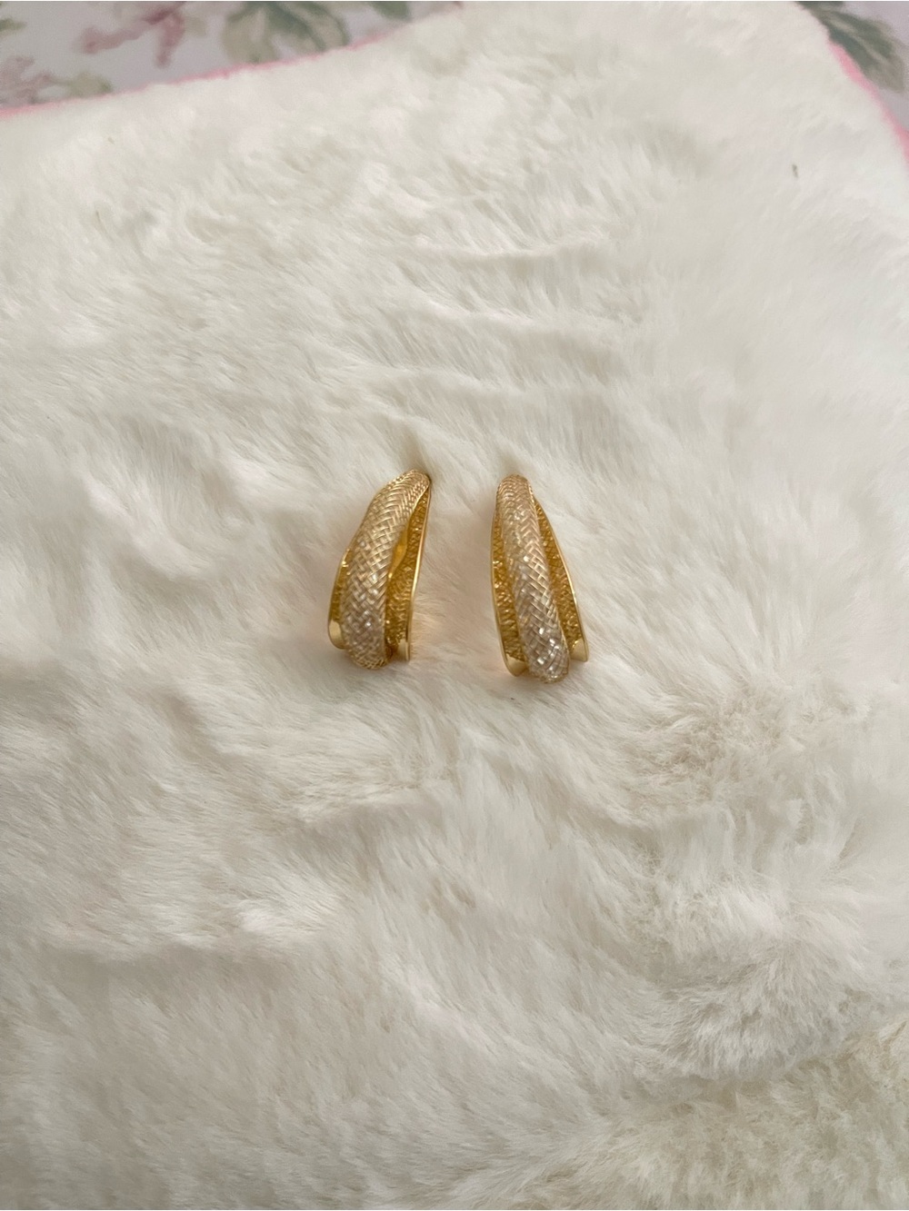 Francesca's Collections Gold and Clear Pavé Hoop Clip Earrings